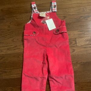 NWT TBBC Red Corduroy Overalls, 18/24 months